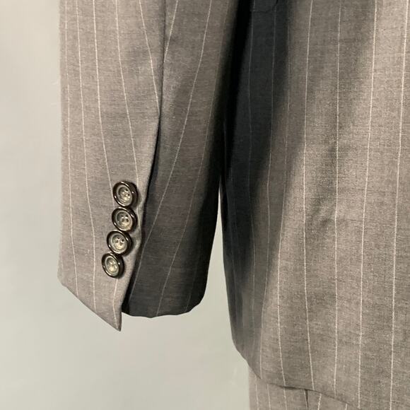 SARTORIO Size 44 Regular Grey Pinstripe Wool Notch Lapel Suit - Picture 8 of 14